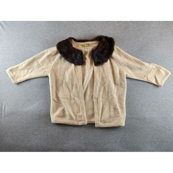 VTG 50's Abercrombie & Fitch‎ x Braemar Women's Cashmere Cardigan Mink Collar M. - Picture 1 of 9